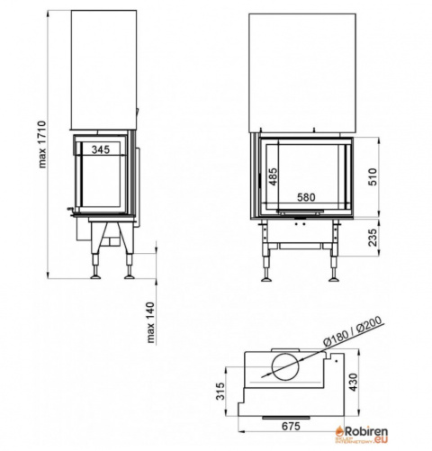 ROBIREN WKŁAD KOMINKOWY SLIM AIR7S CORNER L/P LIFT ROBIREN WKŁAD KOMINKOWY SLIM AIR7S CORNER L/P LIFT