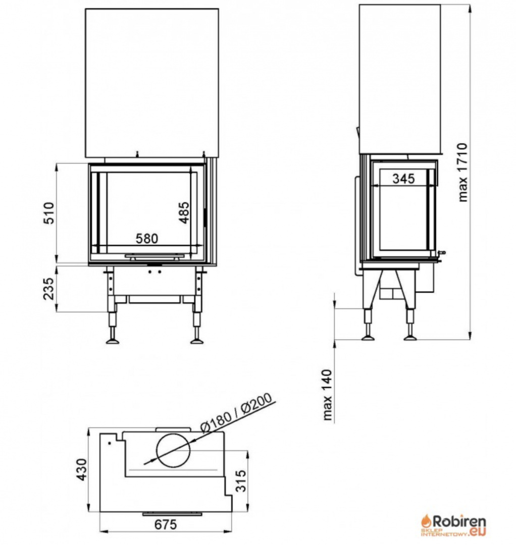 ROBIREN WKŁAD KOMINKOWY SLIM AIR7S CORNER L/P LIFT ROBIREN WKŁAD KOMINKOWY SLIM AIR7S CORNER L/P LIFT