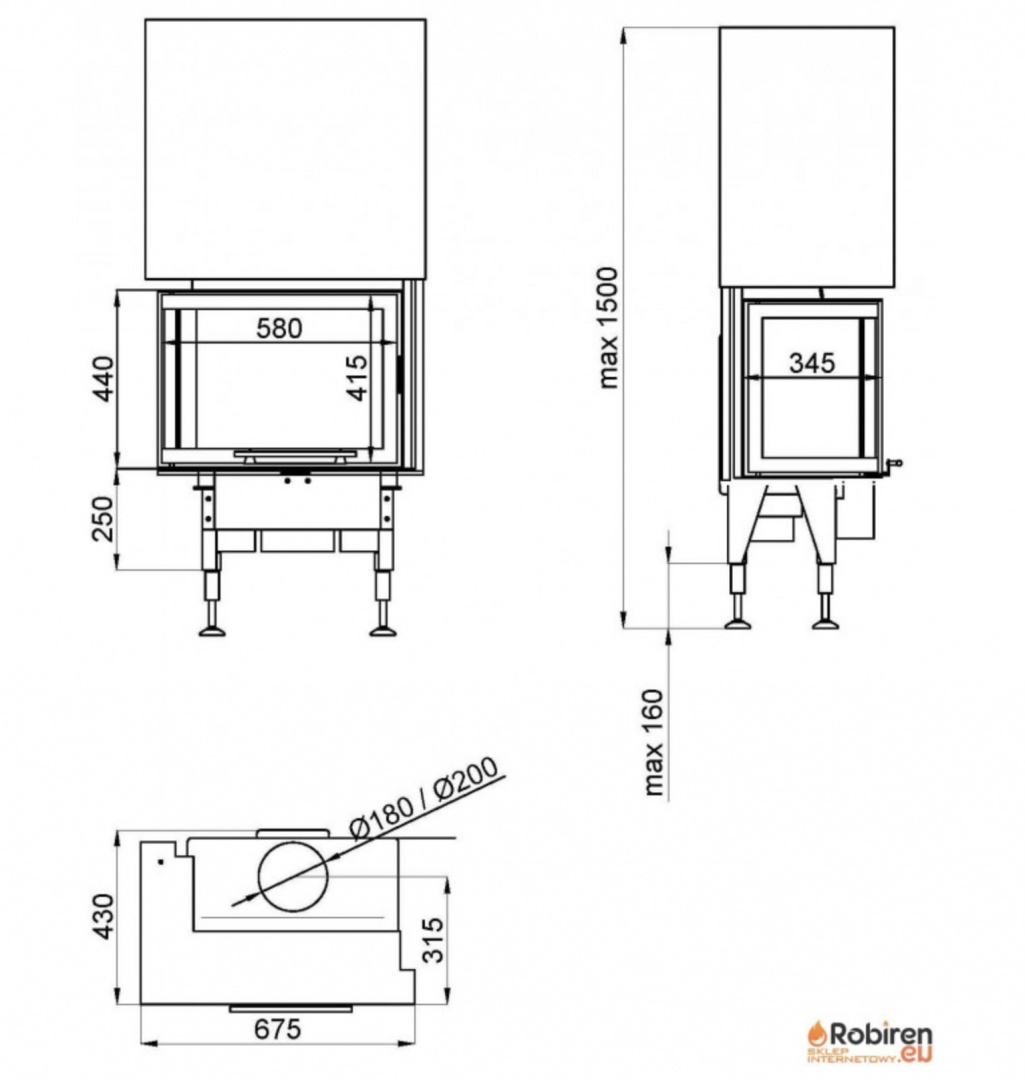 ROBIREN WKŁAD KOMINKOWY SLIM AIR6S CORNER L/P LIFT ROBIREN WKŁAD KOMINKOWY SLIM AIR6S CORNER L/P LIFT