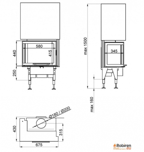 ROBIREN WKŁAD KOMINKOWY SLIM AIR6S CORNER L/P LIFT ROBIREN WKŁAD KOMINKOWY SLIM AIR6S CORNER L/P LIFT