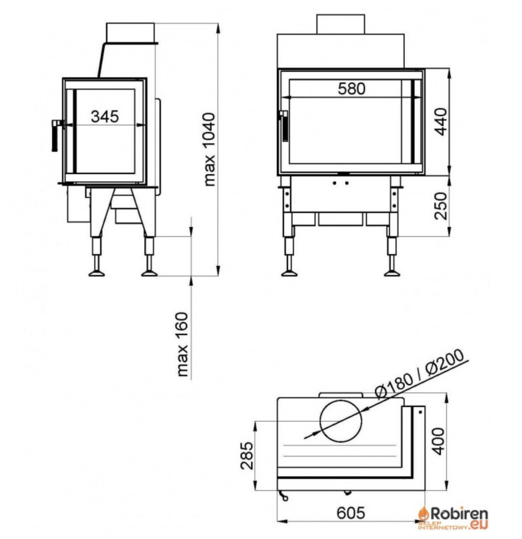 ROBIREN WKŁAD KOMINKOWY SLIM AIR6S CORNER L/P ROBIREN WKŁAD KOMINKOWY SLIM AIR6S CORNER L/P