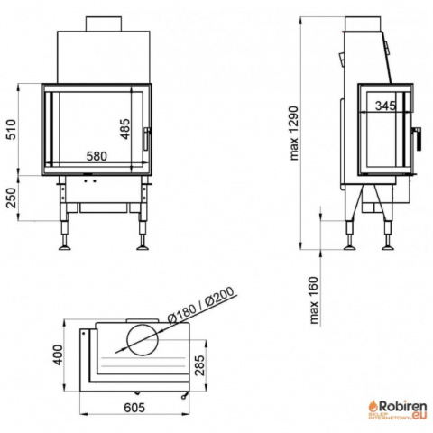 ROBIREN WKŁAD KOMINKOWY SLIM AIR7S CORNER L/P ROBIREN WKŁAD KOMINKOWY SLIM AIR7S CORNER L/P