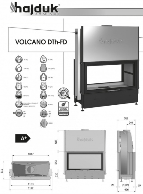 HAJDUK WKŁAD KOMINKOWY VOLCANO DTH-FD HAJDUK WKŁAD KOMINKOWY VOLCANO DTH-FD