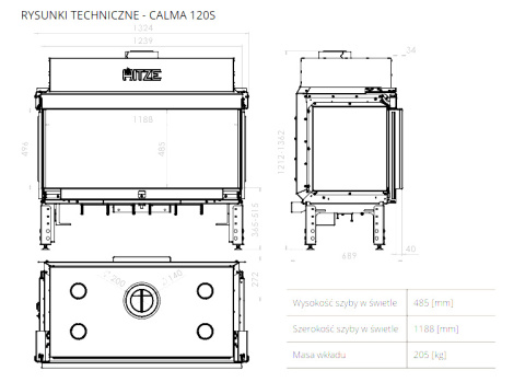 HITZE Kominek Gazowy CALMA 120T CLA 120x50.S-G-MH HITZE Kominek Gazowy CALMA 120T CLA 120x50.S-G-MH