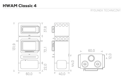 Piecyk Hwam Classic 4 + Cokół + Piekarnik Piecyk Hwam Classic 4 + Cokół + Piekarnik