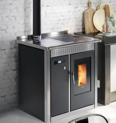 Kuchnia z płaszczem na pellet Klover Smart 80 Inox Kuchnia z płaszczem na pellet Klover Smart 80 Inox