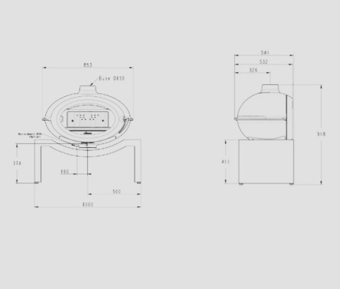 Piec wolnostojący INVICTA BRIO na ławie 1m antracyt ref. 6481-25
