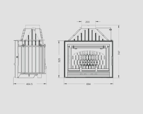 Wkład kominkowy INVICTA 700 COMPACT ECO z szybrem, doprowadzenie powietrza ref. 9274-75-DP