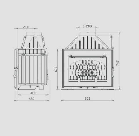 Wkład kominkowy INVICTA 700 GRAND ANGLE ECO z szybrem, doprowadzenie powietrza ref. 9270-73-DP