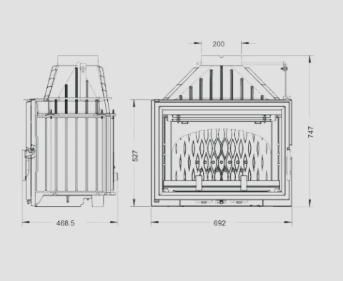Wkład kominkowy INVICTA 700 GRANDE VISION ECO z szybrem, doprowadzenie powietrza ref. 9270-85-DP