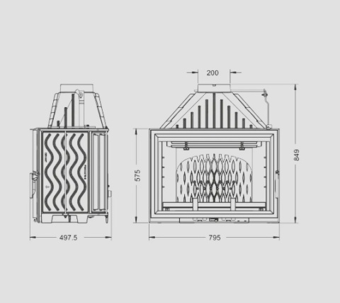 Wkład kominkowy INVICTA 800 GRANDE VISION ECO szyber, ref. 9281-75 DP