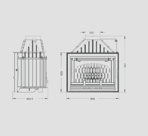 Wkład kominkowy INVICTA 700 COMPACT ECO z szybrem ref. 9274-75