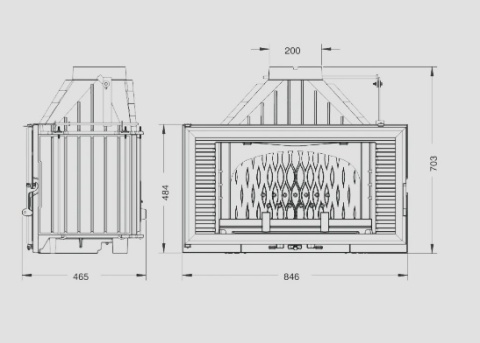 Wkład kominkowy INVICTA 840 HORIZONTAL ECO z szybrem ref. 9284-75