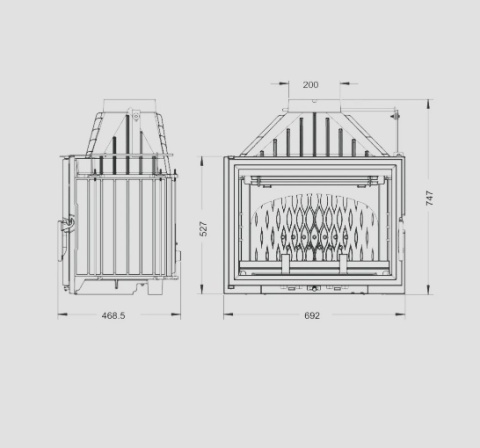 Wkład kominkowy INVICTA 700 GRANDE VISION ECO z szybrem, doprowadzenie powietrza ref. 9270-75-DP