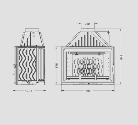 Wkład kominkowy INVICTA 800 GRANDE VISION z szybrem ref. 9281-75