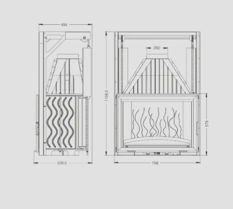 Wkład kominkowy INVICTA 800 GRANDE VISION drzwi podnoszone ref. 6886-44
