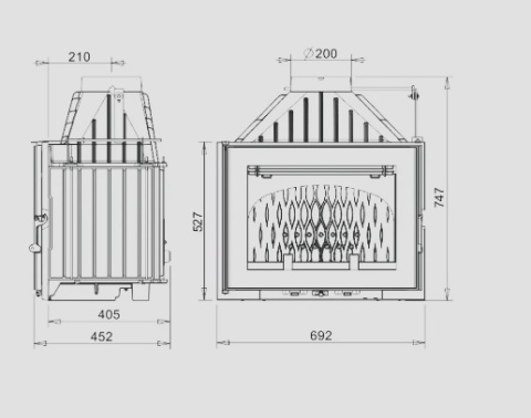 Wkład kominkowy INVICTA 700 GRAND ANGLE ECO z szybrem ref. 9270-73