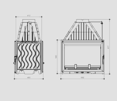 Wkład kominkowy INVICTA 700 GRANDE VISION dwustronne przeszklenie ref. 6278-44