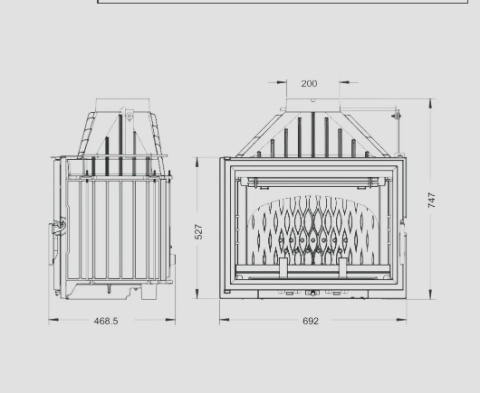 Wkład kominkowy INVICTA 700 GRANDE VISION ECO z szybrem ref. 9270-75