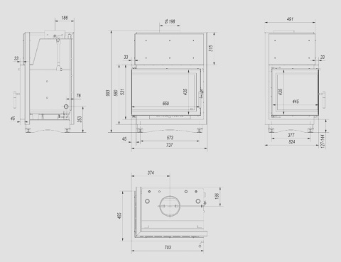 KRATKI WKŁAD KOMINKOWY ZUZIA PW 12 DECO PRAWY/LEWY