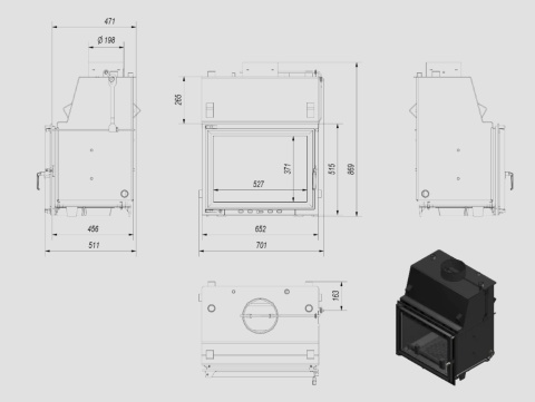 KRATKI WKŁAD KOMINKOWY ZUZIA PW 12