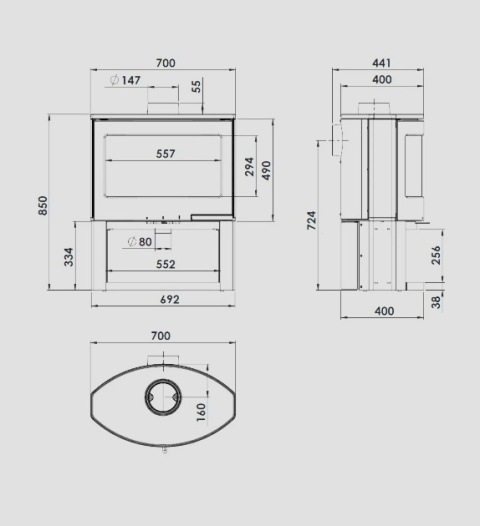 Piec wolnostojący INVICTA CALCIAS czarny ref. 6488-03