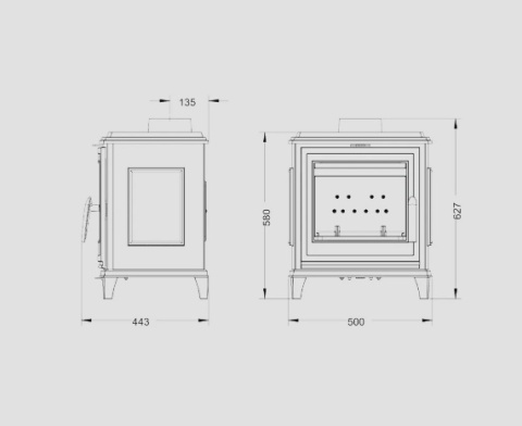 Piec wolnostojący INVICTA SEDAN S szara emalia ref. 9450-48