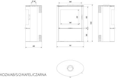 KRATKI PIEC KOZA AB S/2 KAFEL CZARNY KRATKI PIEC KOZA AB S/2 KAFEL CZARNY