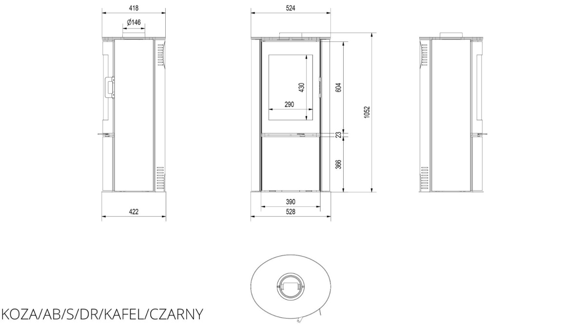 KRATKI PIEC KOZA AB S/DR KAFEL CZARNY KRATKI PIEC KOZA AB S/DR KAFEL CZARNY