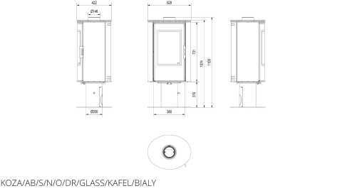KRATKI PIEC KOZA AB S/N/O/DR GLASS KAFEL BIAŁY KRATKI PIEC KOZA AB S/N/O/DR GLASS KAFEL BIAŁY