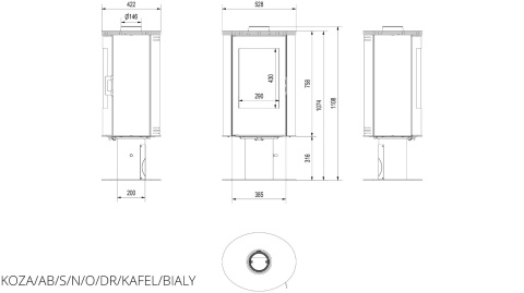 KRATKI PIEC KOZA AB S/N/O/DR KAFEL BIAŁY KRATKI PIEC KOZA AB S/N/O/DR KAFEL BIAŁY
