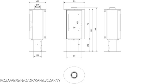 KRATKI PIEC KOZA AB S/N/O/DR KAFEL CZARNY KRATKI PIEC KOZA AB S/N/O/DR KAFEL CZARNY