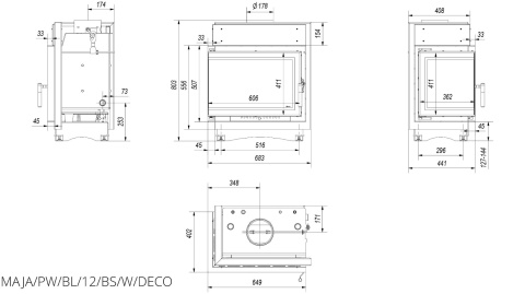 KRATKI WKŁAD KOMINKOWY MAJA PW 8 LEWY BS DECO KRATKI WKŁAD KOMINKOWY MAJA PW 8 LEWY BS DECO