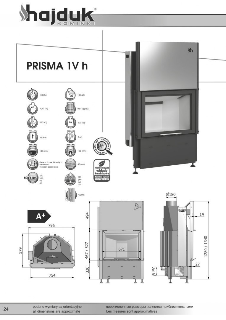 HAJDUK WKŁAD KOMINKOWY PRISMA 1VH 510 HAJDUK WKŁAD KOMINKOWY PRISMA 1VH 510