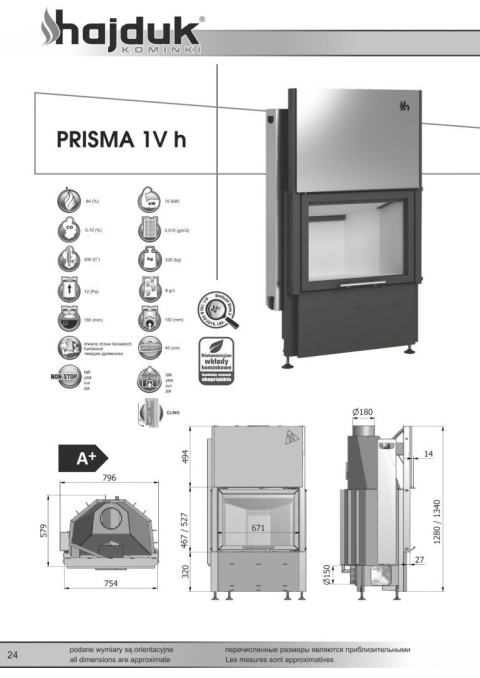 HAJDUK WKŁAD KOMINKOWY PRISMA 1VH 510 HAJDUK WKŁAD KOMINKOWY PRISMA 1VH 510