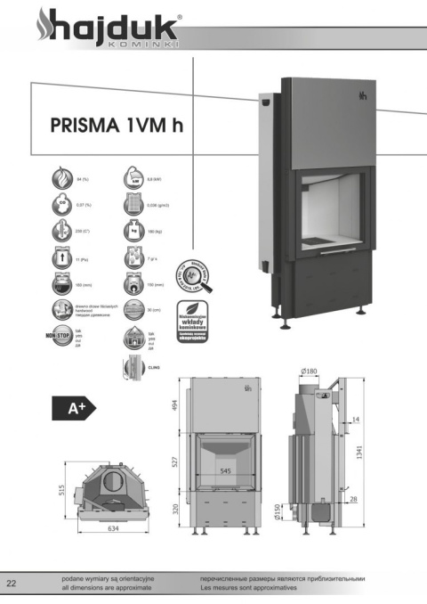 HAJDUK WKŁAD KOMINKOWY PRISMA 1VMH HAJDUK WKŁAD KOMINKOWY PRISMA 1VMH