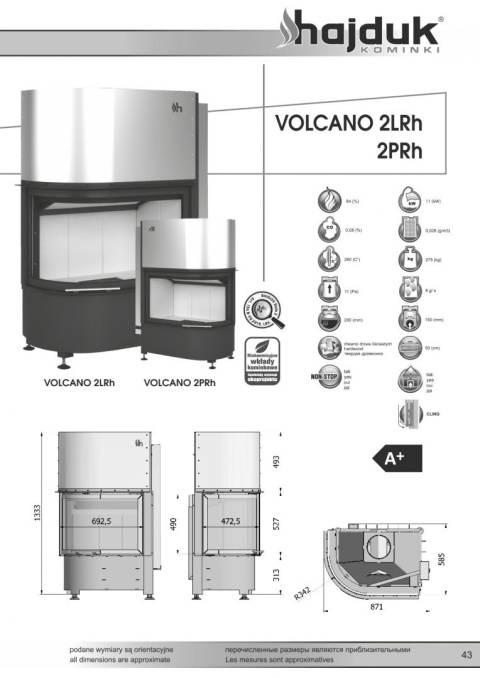 HAJDUK WKŁAD KOMINKOWY VOLCANO 2PRH HAJDUK WKŁAD KOMINKOWY VOLCANO 2PRH