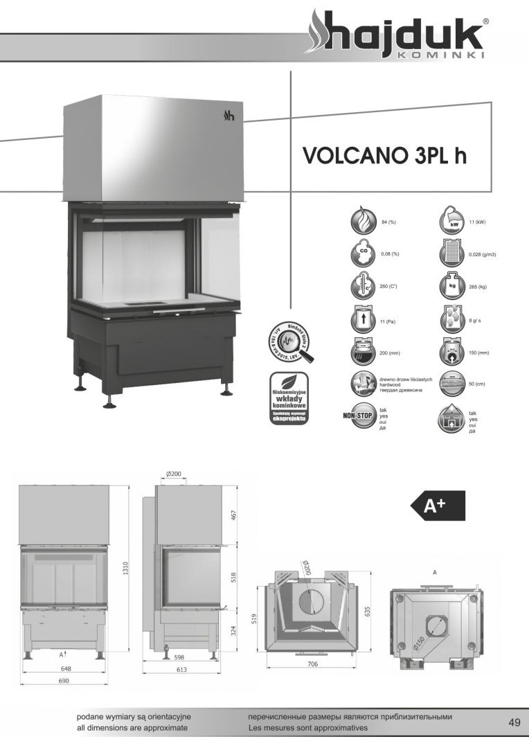 HAJDUK WKŁAD KOMINKOWY VOLCANO 3PLH HAJDUK WKŁAD KOMINKOWY VOLCANO 3PLH