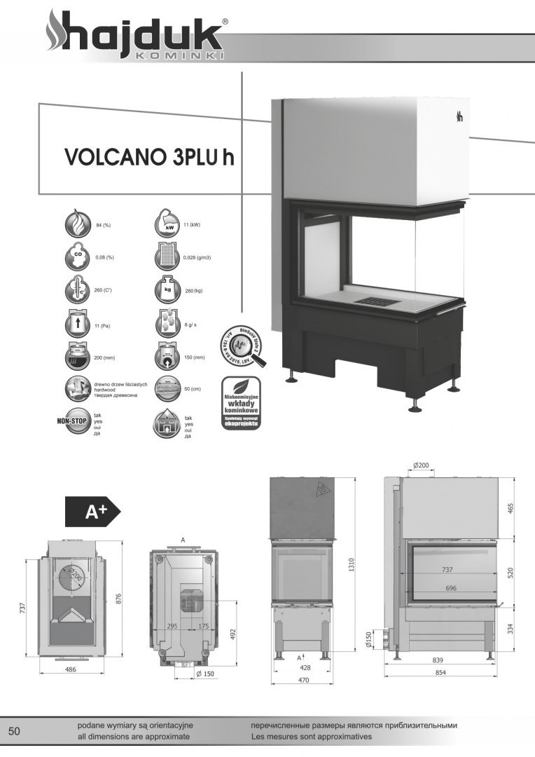 HAJDUK WKŁAD KOMINKOWY VOLCANO 3PLUH HAJDUK WKŁAD KOMINKOWY VOLCANO 3PLUH