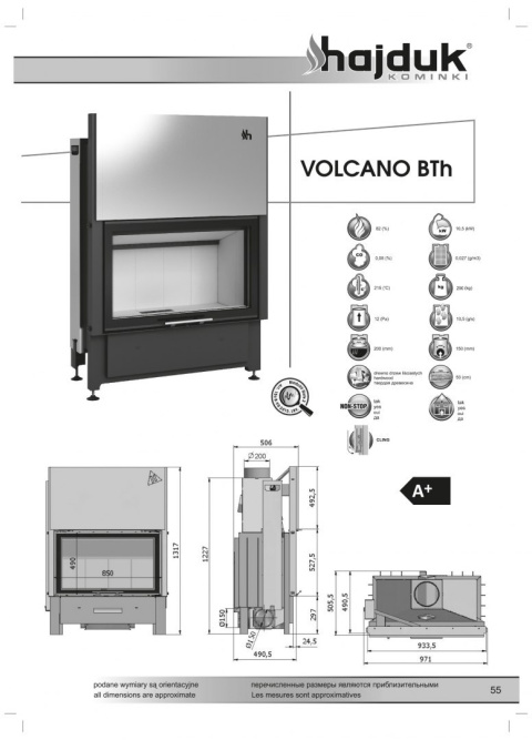 HAJDUK WKŁAD KOMINKOWY VOLCANO BTH HAJDUK WKŁAD KOMINKOWY VOLCANO BTH
