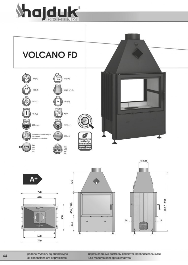 HAJDUK WKŁAD KOMINKOWY VOLCANO FD 510 HAJDUK WKŁAD KOMINKOWY VOLCANO FD 510