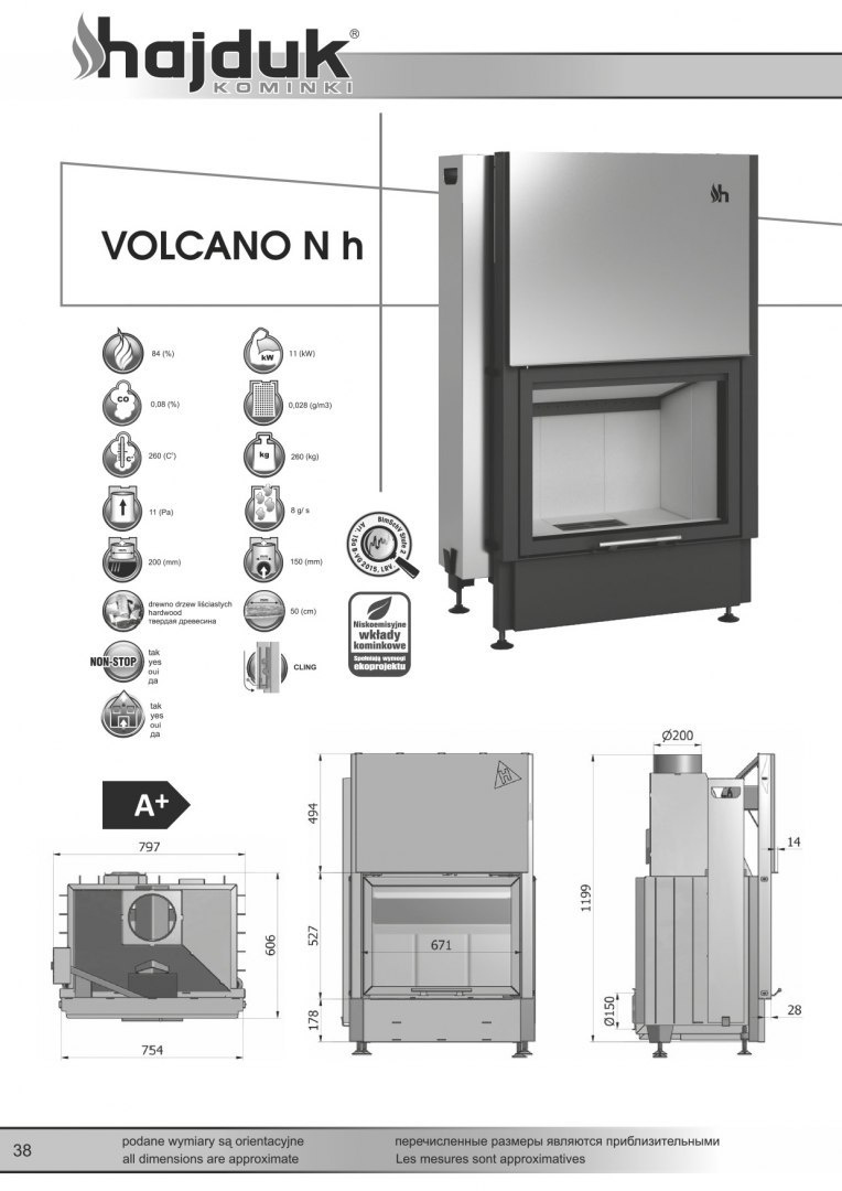 HAJDUK WKŁAD KOMINKOWY VOLCANO NH HAJDUK WKŁAD KOMINKOWY VOLCANO NH