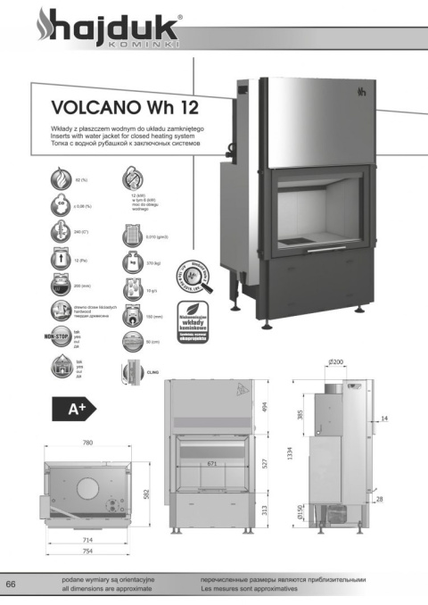 HAJDUK WKŁAD KOMINKOWY VOLCANO WH-12 HAJDUK WKŁAD KOMINKOWY VOLCANO WH-12
