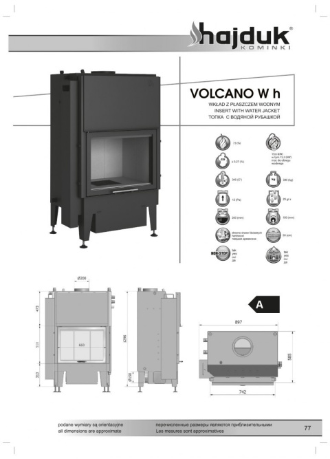 HAJDUK WKŁAD KOMINKOWY VOLCANO WH HAJDUK WKŁAD KOMINKOWY VOLCANO WH