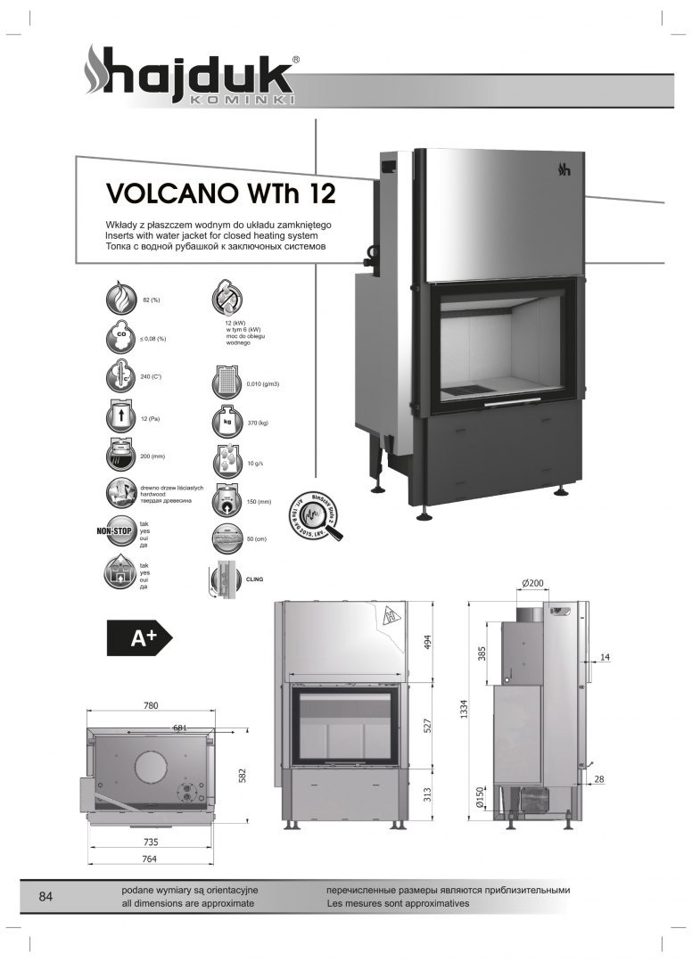 HAJDUK WKŁAD KOMINKOWY VOLCANO WTH-12 HAJDUK WKŁAD KOMINKOWY VOLCANO WTH-12