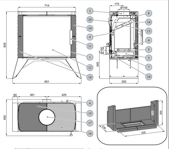HAAS+SOHN PIEC WOLNOSTOJĄCY SKIVE II - C HAAS+SOHN PIEC WOLNOSTOJĄCY SKIVE II - C