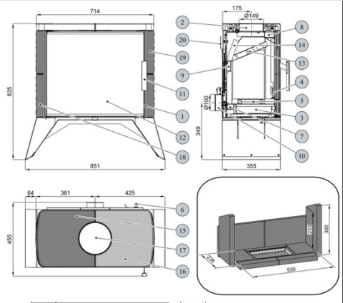 HAAS+SOHN PIEC WOLNOSTOJĄCY SKIVE II - C HAAS+SOHN PIEC WOLNOSTOJĄCY SKIVE II - C