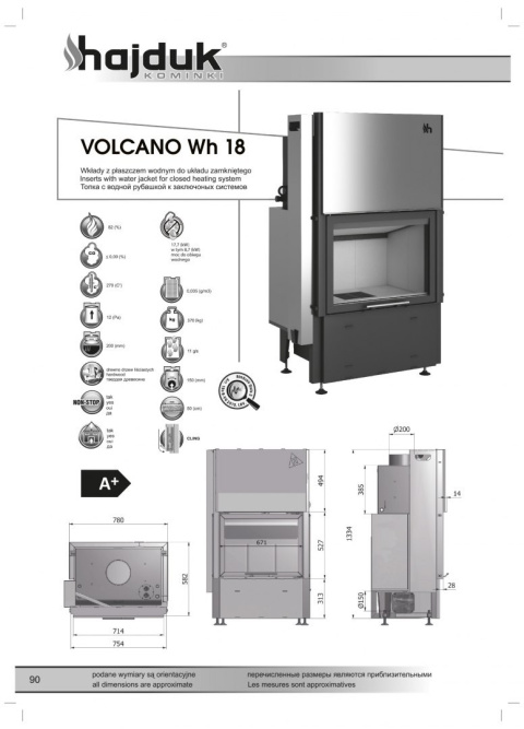 HAJDUK WKŁAD KOMINKOWY VOLCANO WH-18 HAJDUK WKŁAD KOMINKOWY VOLCANO WH-18
