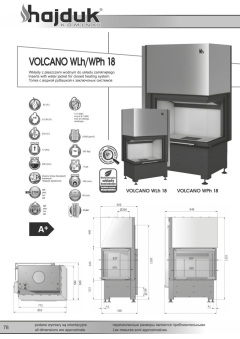 HAJDUK WKŁAD KOMINKOWY VOLCANO WLH-18 HAJDUK WKŁAD KOMINKOWY VOLCANO WLH-18