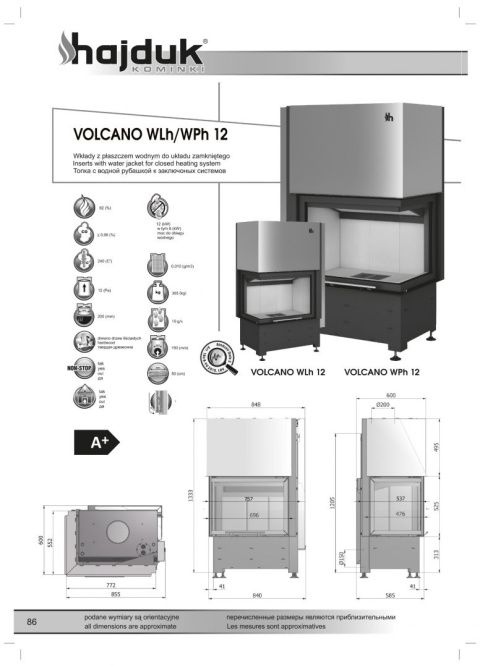 HAJDUK WKŁAD KOMINKOWY VOLCANO WPH-12 HAJDUK WKŁAD KOMINKOWY VOLCANO WPH-12